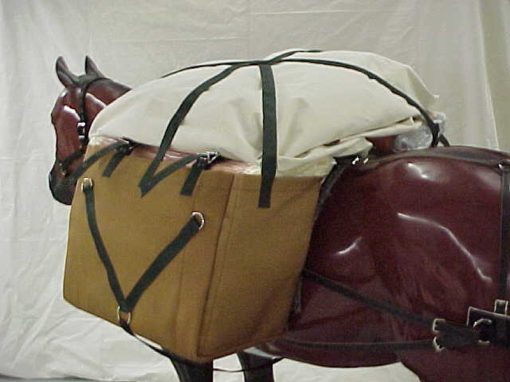 Packing gear on horse
