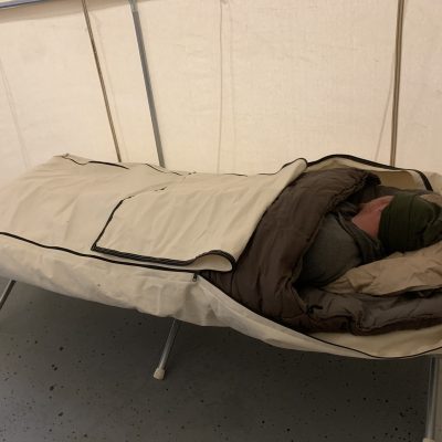 man in sleeping bag