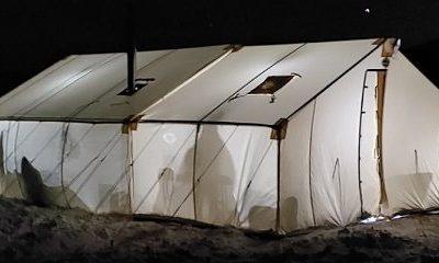 Cook tent at night