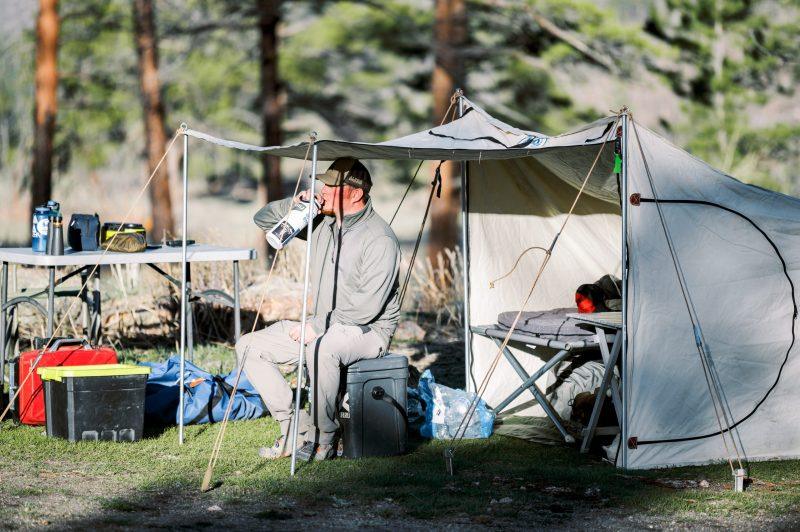 Man sitting in his tent