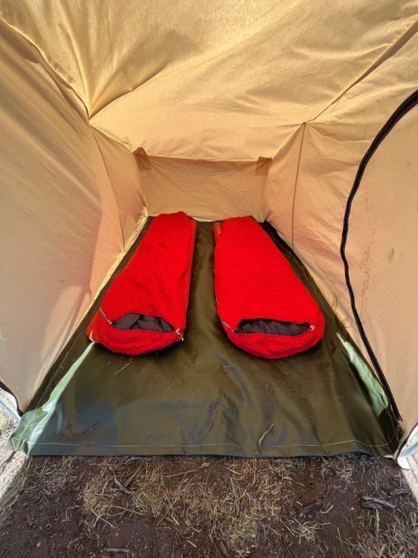 Sleeping bags in tent