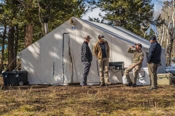 Campers enjoying a conversation